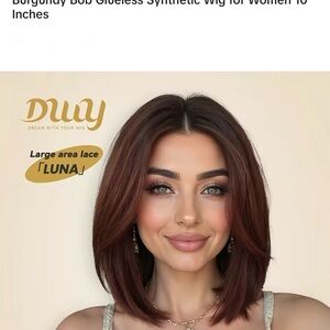 Burgundy Layered Bob Wig — Natural Center Part